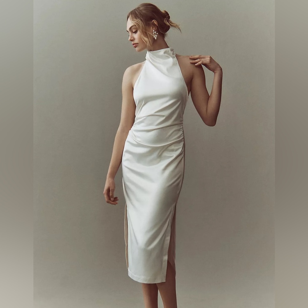 NWT! BHLDN Halter Satin Midi Dress